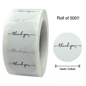 Roll of 500 Thank You Stickers 2.5 cm